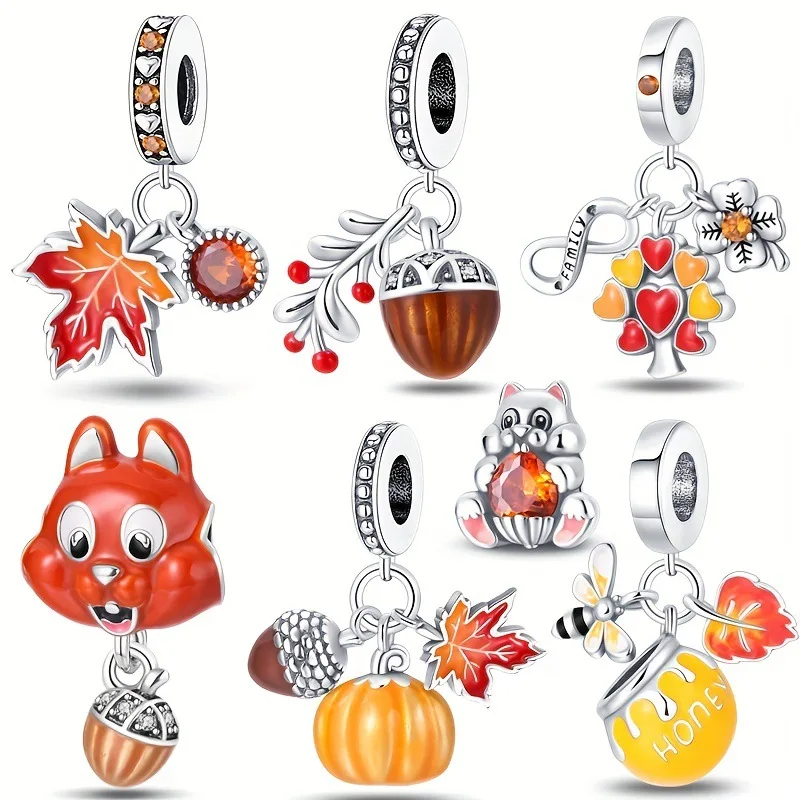 wholesale diy High Fairy tale magic 925 sterling silver necklace pendant charms Maple Leaf Autumn bead for jewelry making