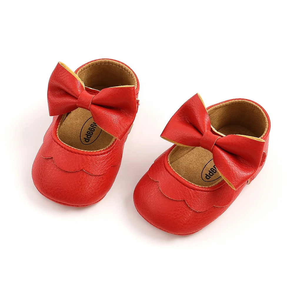 Hot Selling Oem Anti slip Girls Knot Bow Princess Newborn Baby Shoes