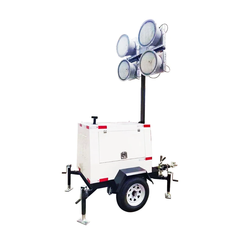 7 м высокая мачта 4x1000 Вт буксируемая Мобильная световая башня промышленная портативная осветительная для продажи