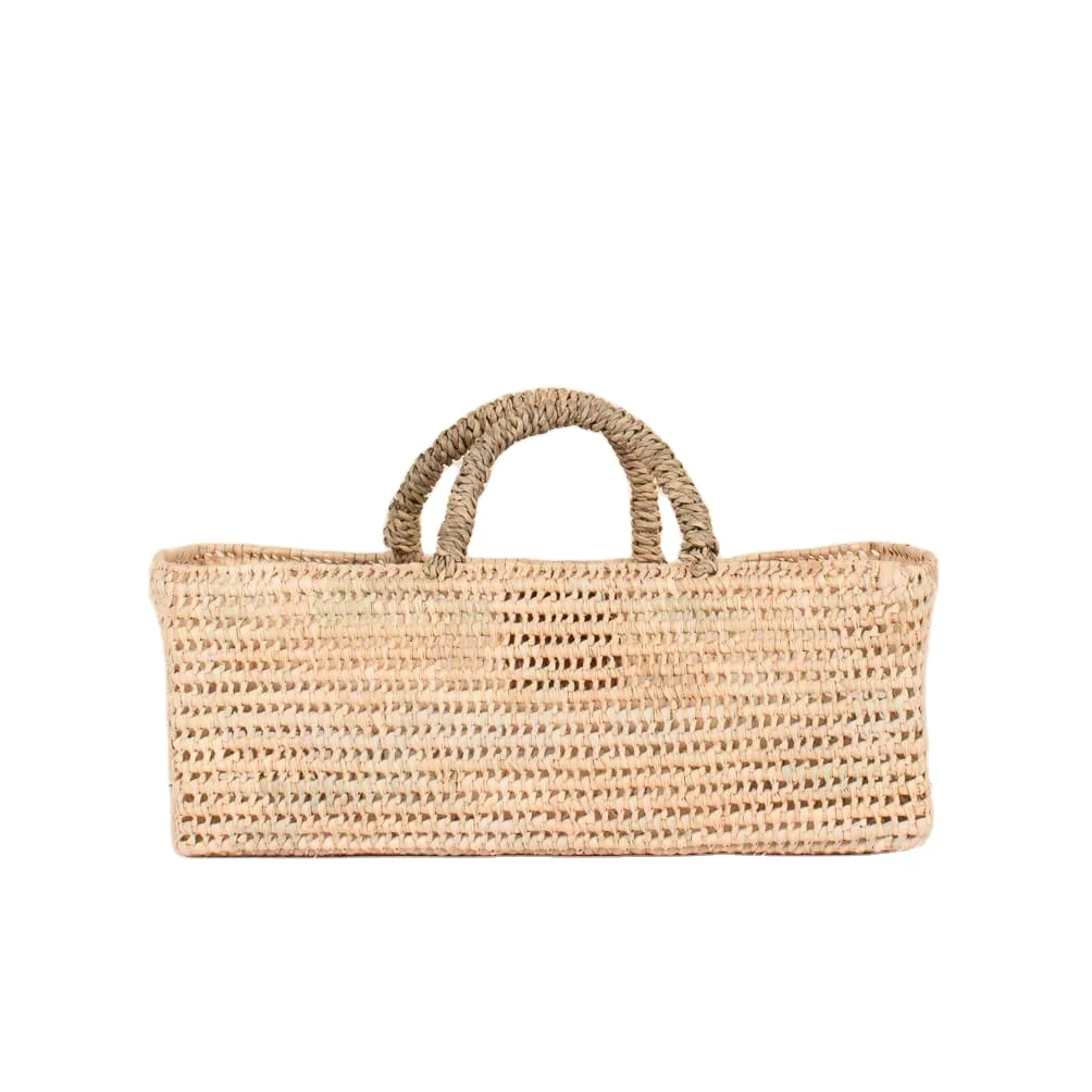 Fashionable Moroccan Vintage Summer Shopping Straw Basket with Rattan Handles Lady-Picnic Elegant Bags