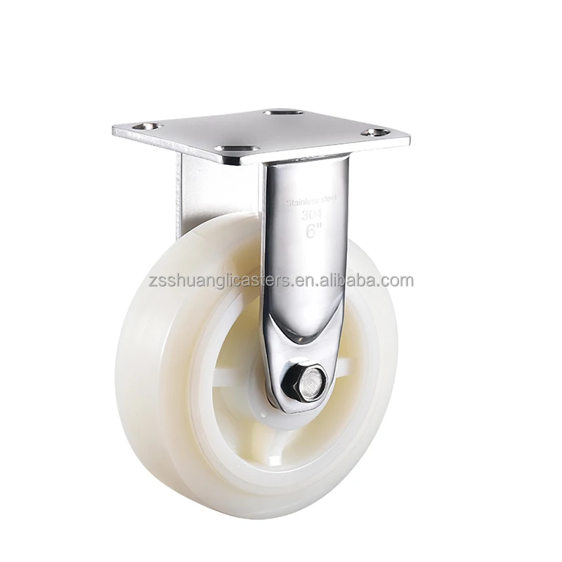 6 Inch Heavy Duty Stainless Steel Castor Wheel with Foot Brake PP Nylon Machine Swivel Stainless Steel wheel Caster