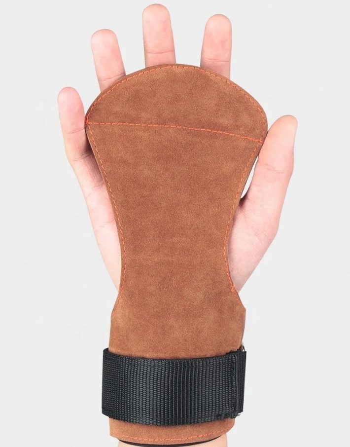 Bodybuilding deadlift gym gloves leather weightlifting heavy grip pad