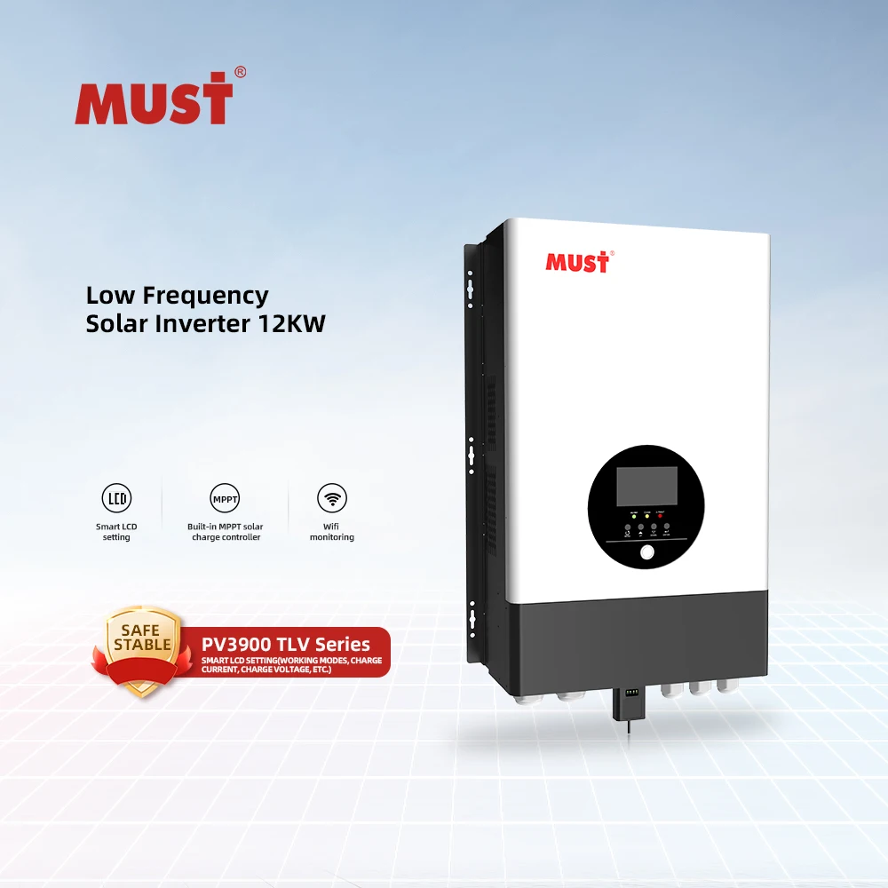 MUST 8~12KW PV 250V 100A/200A Parallel Operation With up to 3 Units Inside BMS Function LOW FREQUENCY SPLIT PHASE SOLAR INVERTER