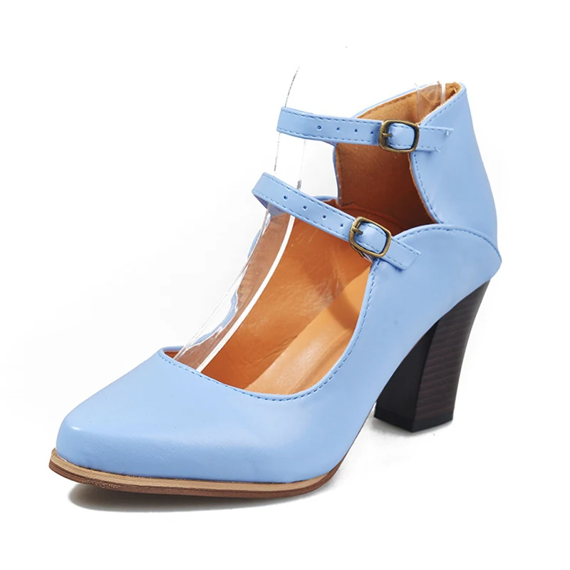 
Новые модные женские винтажные туфли большого размера на толстом каблуке 