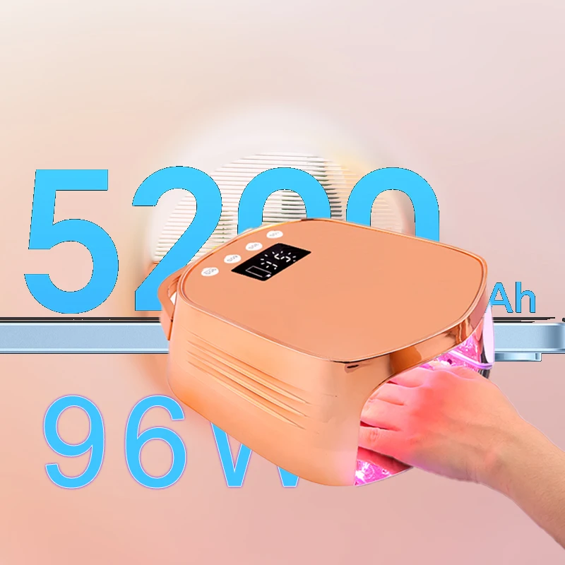 HJS 5200Mah Nails Extension Gel Nail Lamp Inductive Sensor Nail Dryer Rose Gold Black White Uv Rechargeable Mirror Lamp
