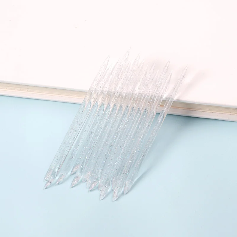 TSZS New 50pcs Double Side Cuticle Pusher Sticks Cuticle Removal Tool Pink Blue Plastic Nails Stick Pedicure Care Tools