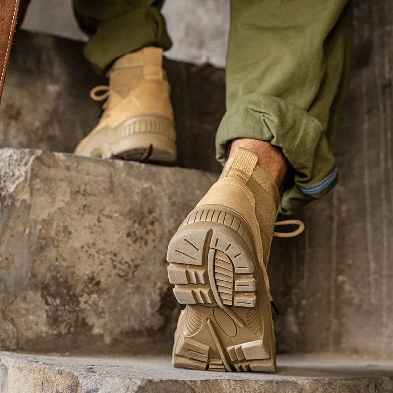 Cow Leather Work Boots Anti-smash Canvas Men Functional Boots Safety Shoes