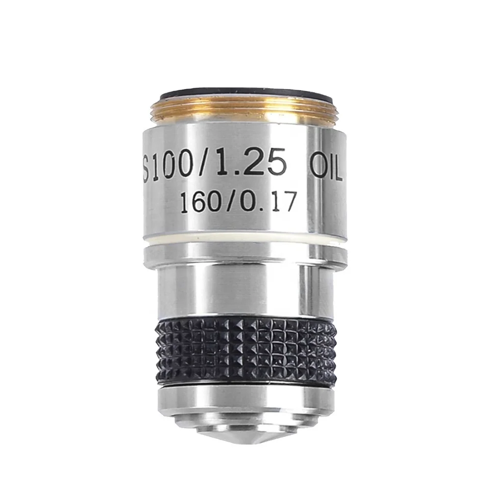 Oil Lens Biology Microscope Objective Lens Professional Lab Supplies Accessory Bullet Cover 100X High-definition 185 Brass