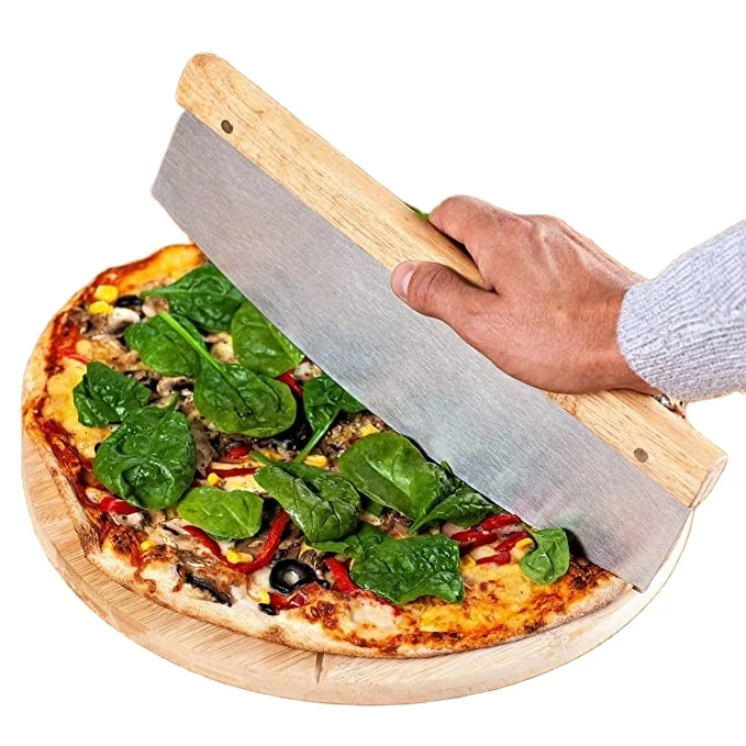 Natural 100% Bamboo Pizza  Peel  Wood Round  Pizza Board  Cutting  Board  with Pizza Cutter  for Kitchen
