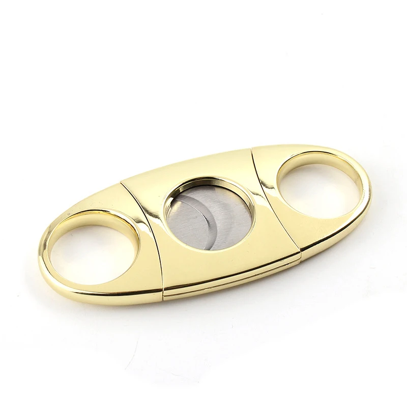 Manufacturer Ready To Ship Silver Round Stainless Steel Metal Handle Double Edge Cigar Knife