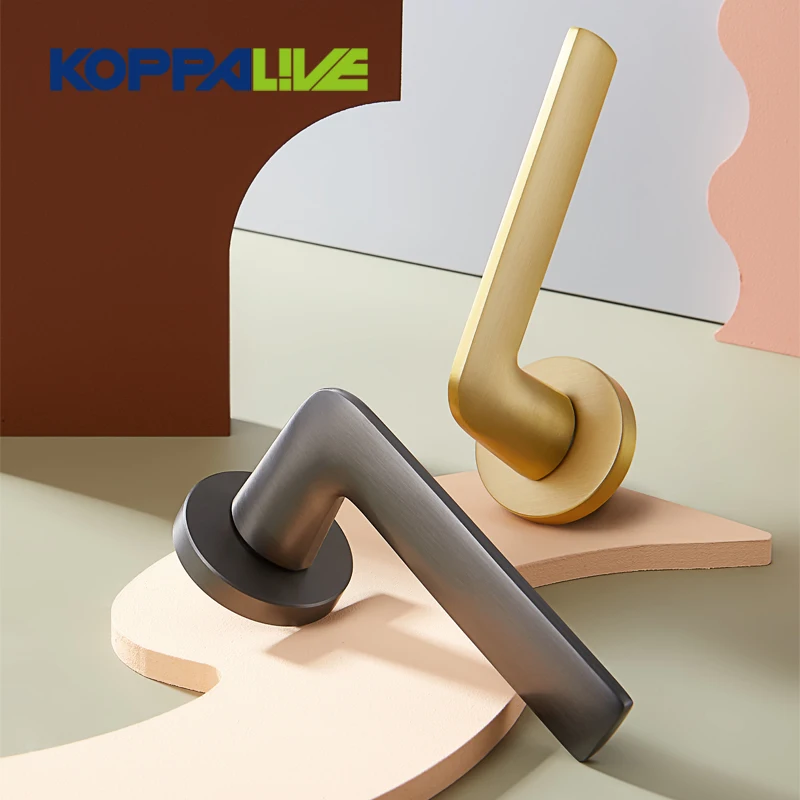 Высококачественные современные роскошные черные золотые латунные круглые дверные ручки от Koppalive, набор ручек для дверного замка с розочкой