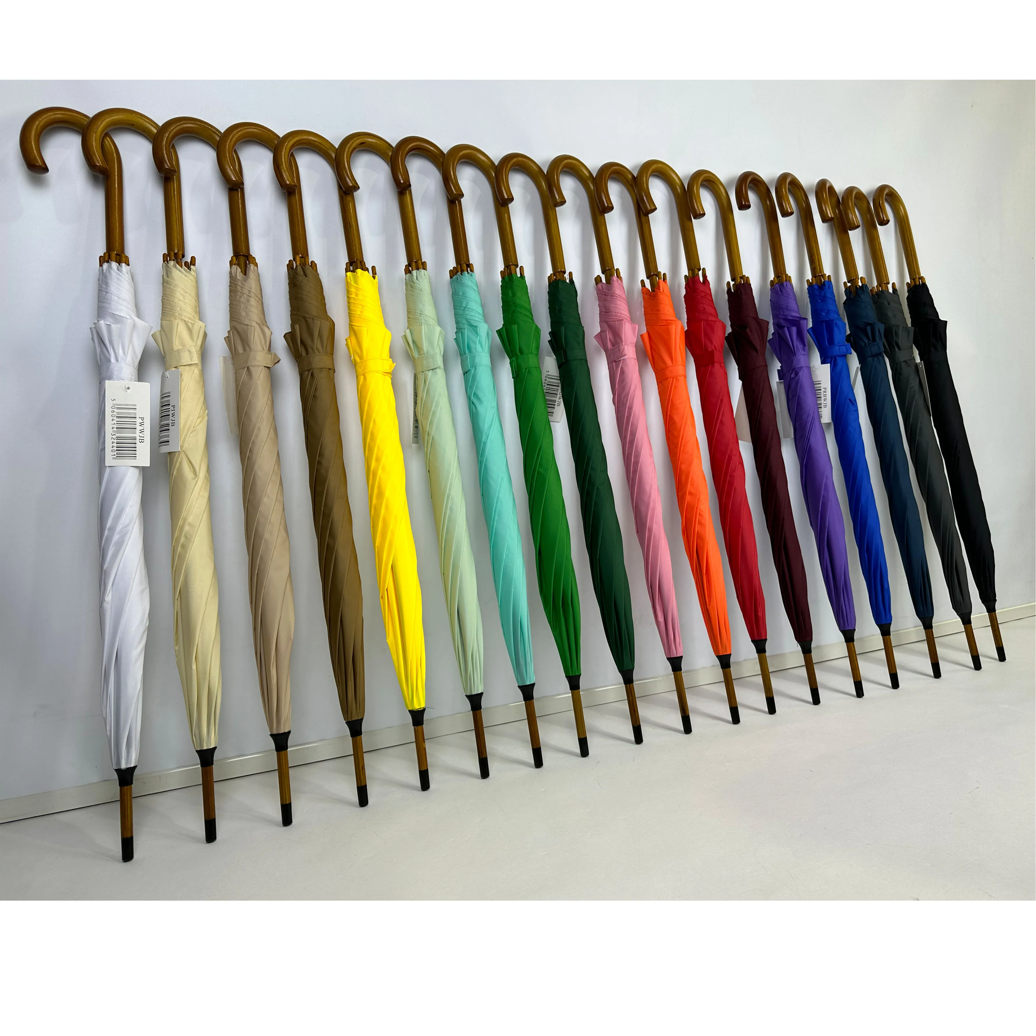 best Umbrella supplier Wholesale J Wooden Handle Straight Sticks Wood Umbrella for the rain Custom guarda chuva with logo