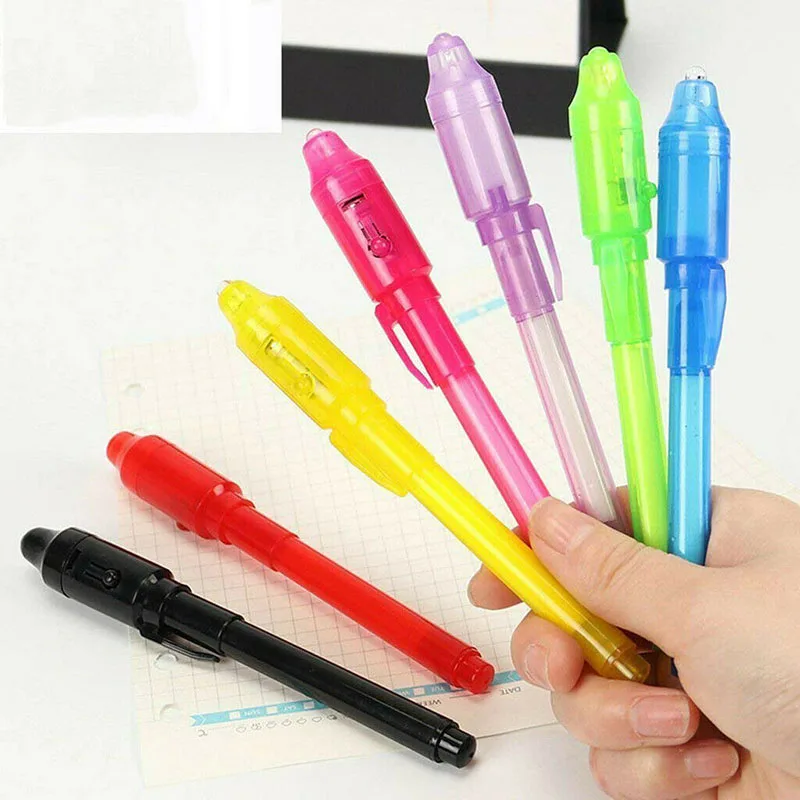 2/4/8/14pcs UV Light Pen Invisible Magic Pencil Secret Fluorescent Pen for Writing Pad Kids Child Drawing Painting Board