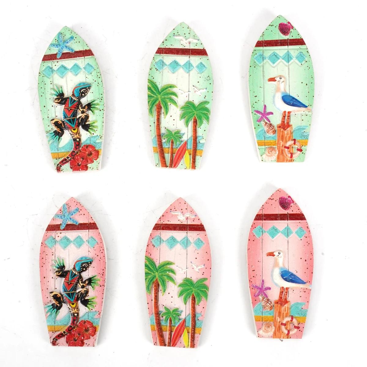 UV printed refrigerator resin landscape decoration beach tourism souvenir decoration coconut trees seagulls lizards, and turtles