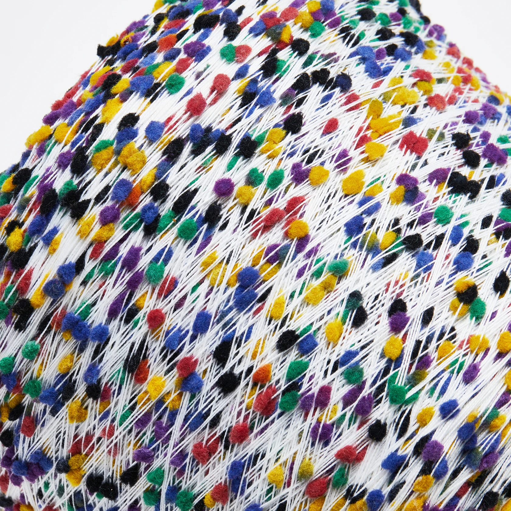 Wholesale 1/2.5Nm Pompom Yarn Factory direct sell Polyester Nylon Fancy Ping-pong Yarn White Thread Colorful Balls