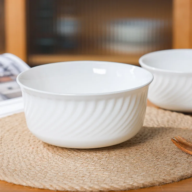 OPAL Glass Large White Jade Plate Dish Heat-Resistant Tempered Bowl for Home or Wedding for Food Serving