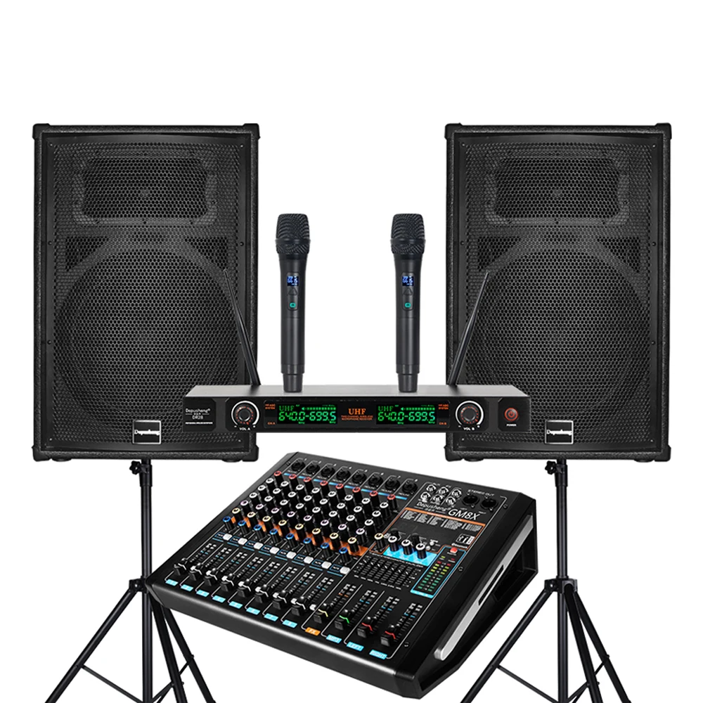 F15 Professional 15 Inch Party Speakers Wireless Mic Speakers Audio System Sound Professional Music
