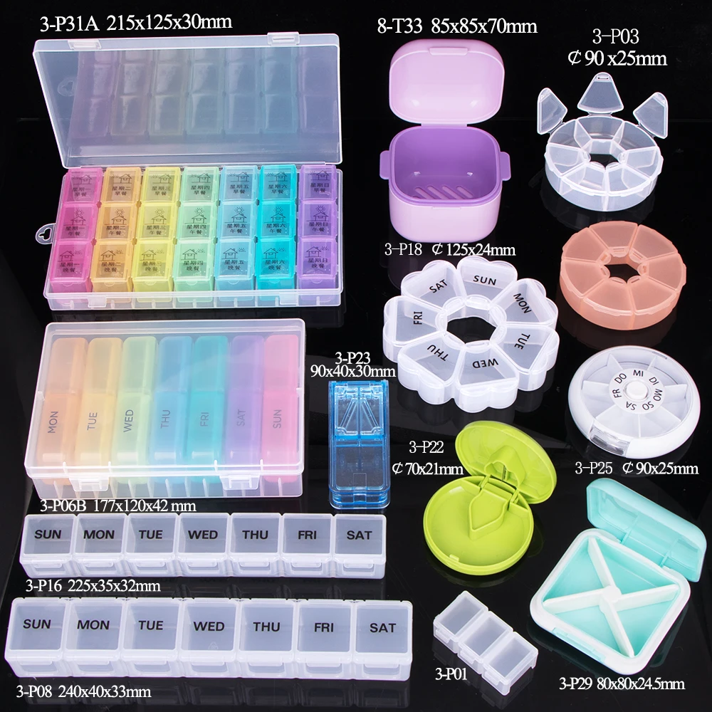 SUNSHING Pill Crusher Cutter Box Medicine Chest Dispenser Reminders Travel Weekly Storage Monthly Pill Box Organizer