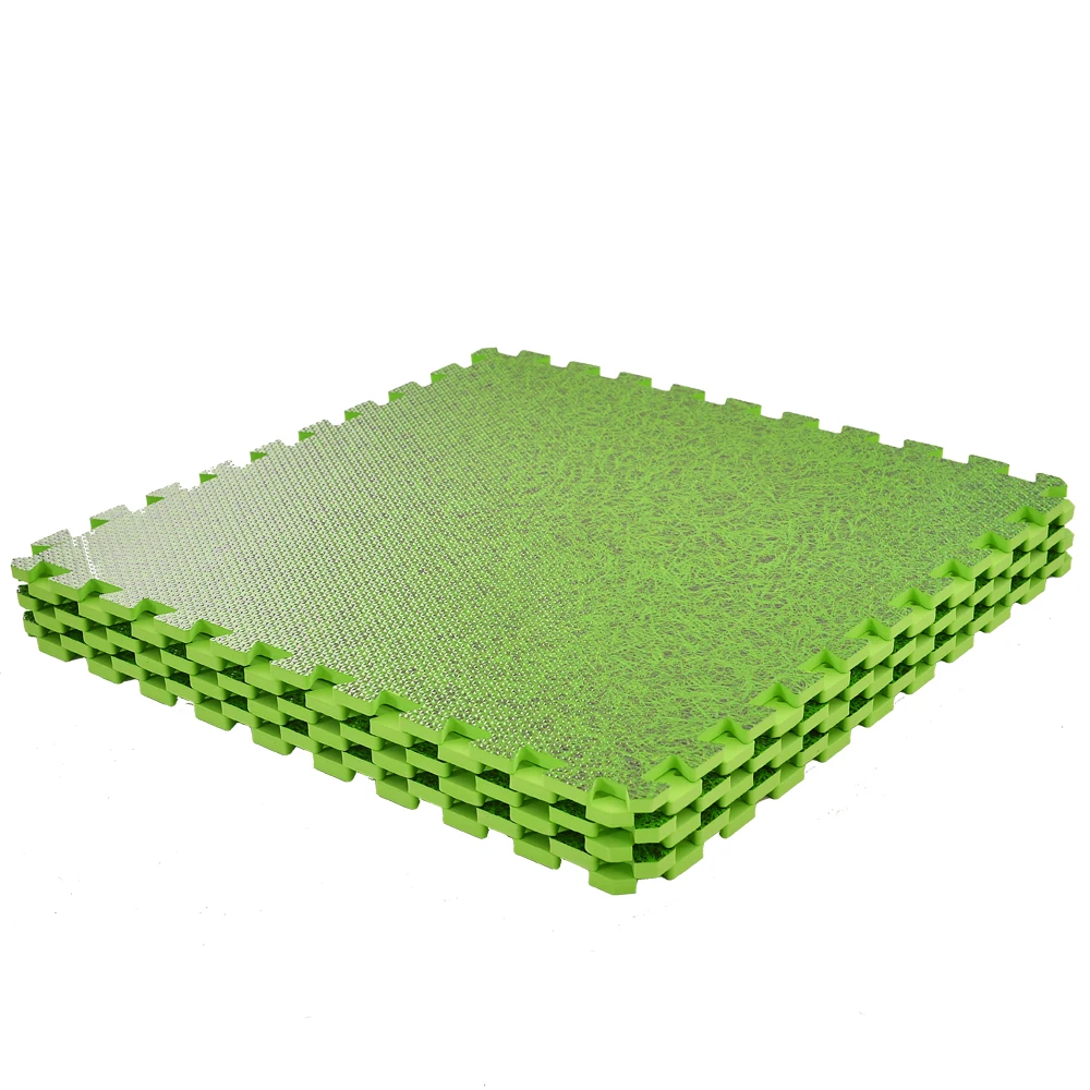 Replaceable Artificial Green Grass Puzzle Exercise Mat with EVa Foam