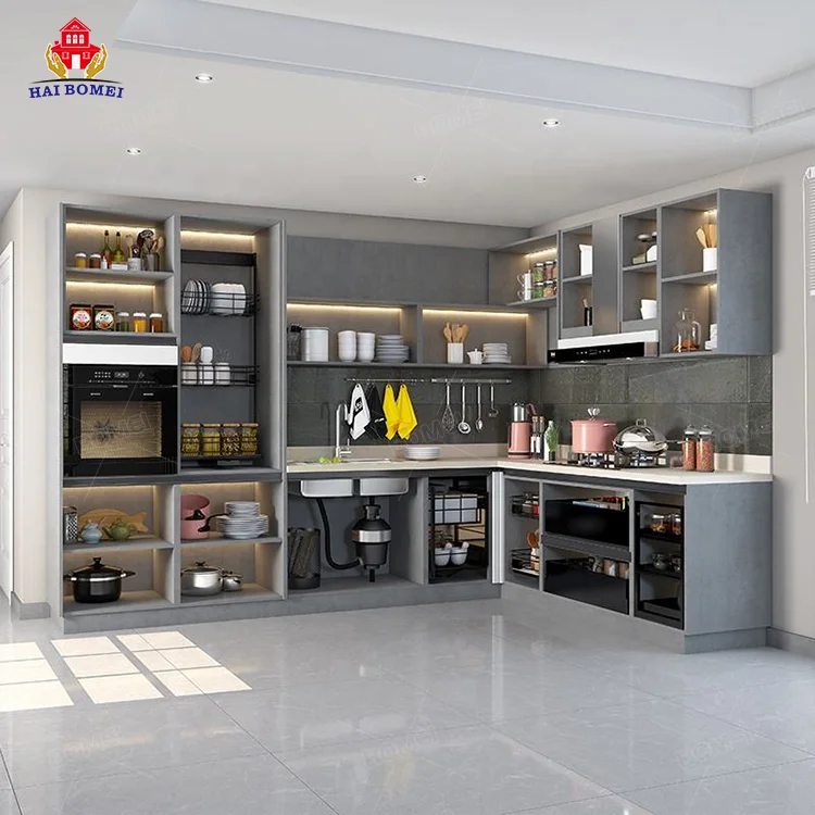 Luxury small whole unit complete cupboards furniture set full modern custom designs kitchen cabinets counter top and island