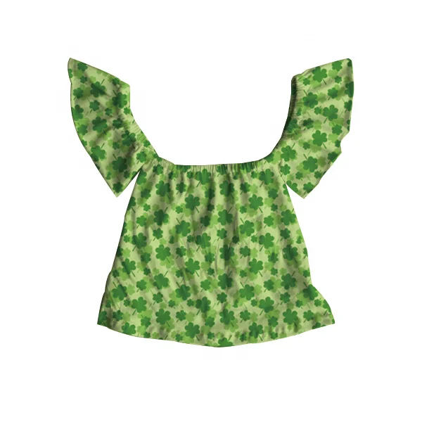 
LZ 2020 baby girl off-shoulder shamrock shower toddler 100% milk silk crop top sleeveless tops for girls 