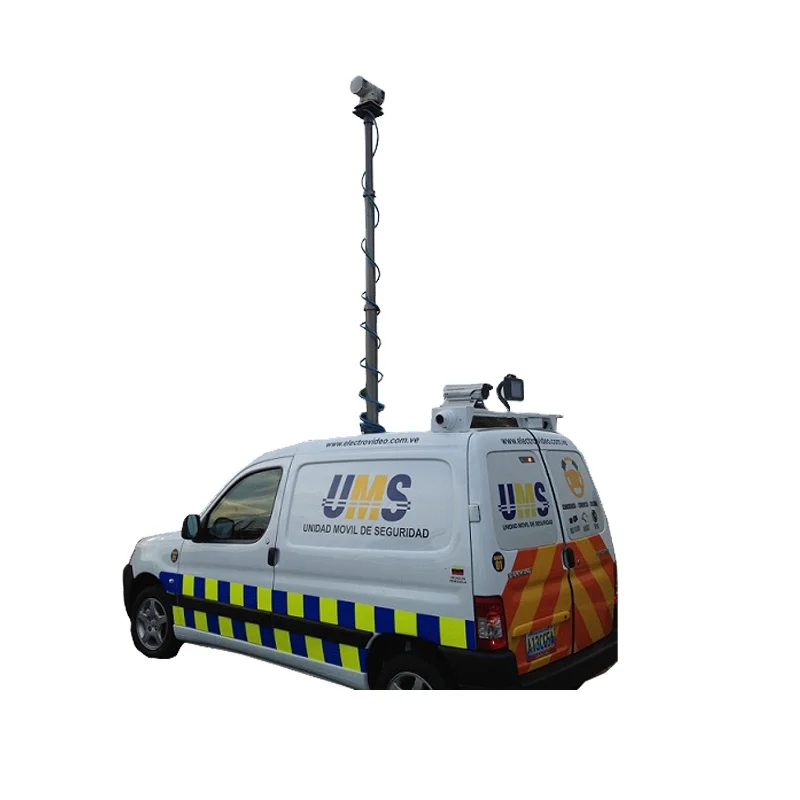 pneumatic telescopic mast for camera mounted on Small monitoring car