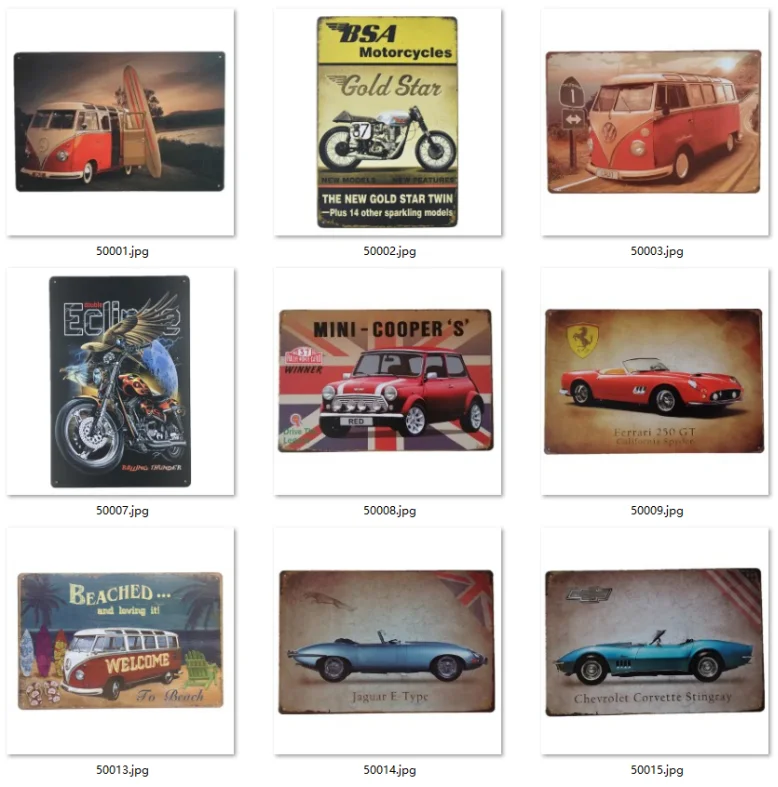 Wholesale Pub Restaurant Bar Wall Art Painting Bus Flat Metal Sign Indian Motorcycle Tin Signs