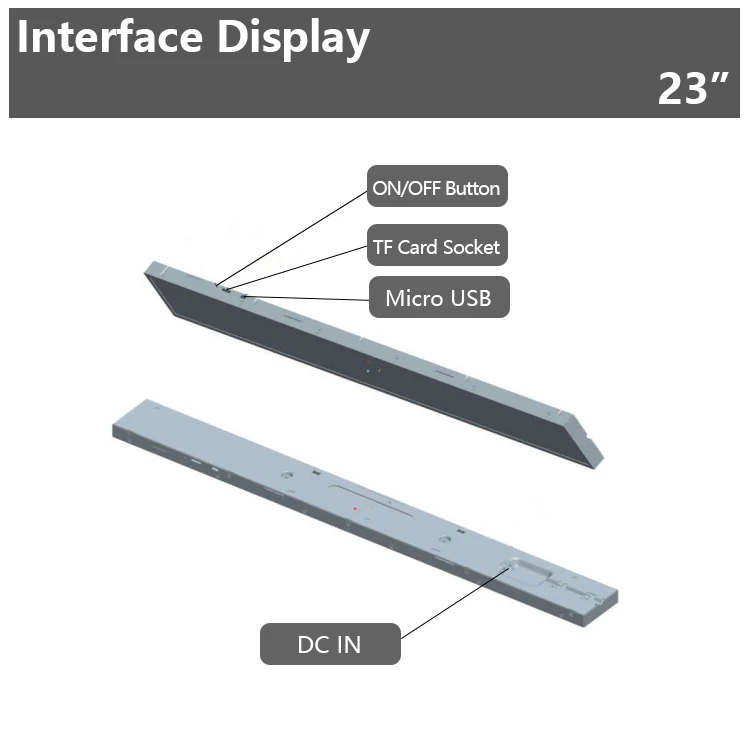 23.1 inch High Resolution supermarket Shelves Stretched Lcd Display Bar Type Lcd Shelf Edge Digital Signage