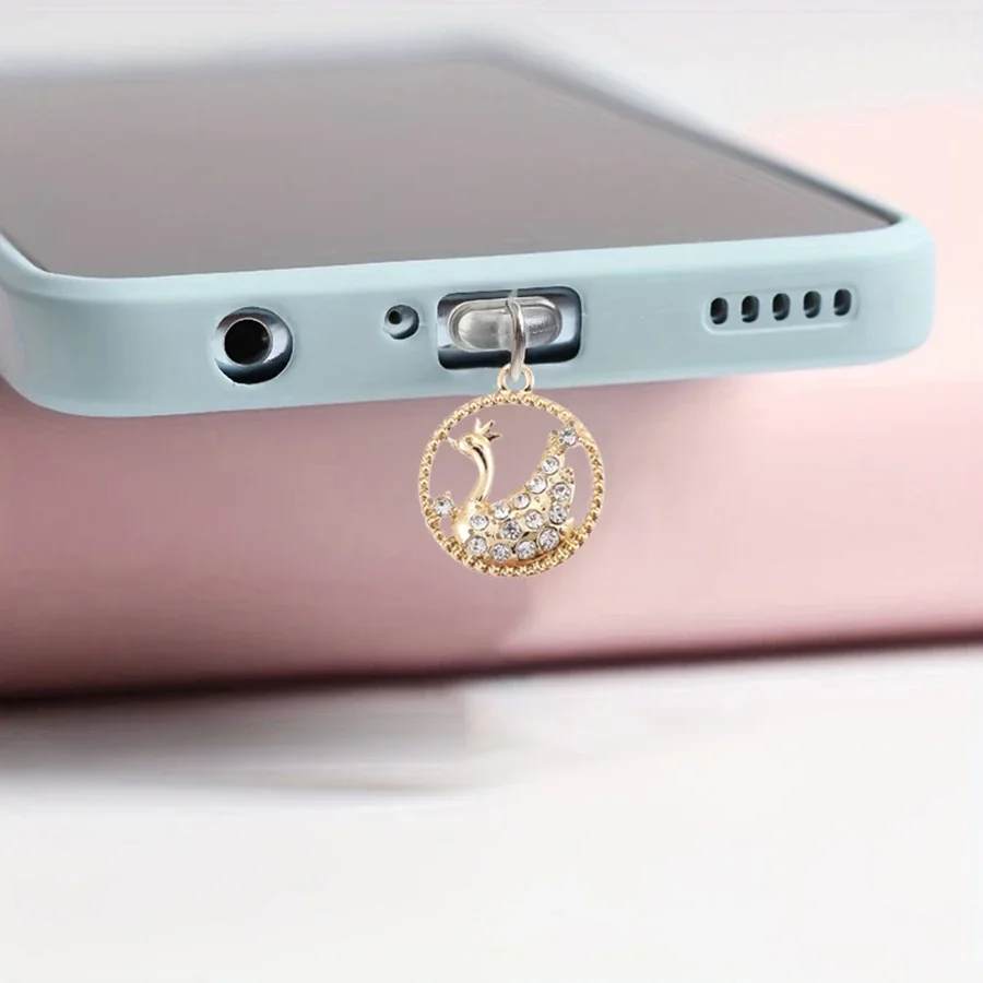 Mobile phone dust plug circular swan fashionable and beautiful accessories alloy pendant jewelry