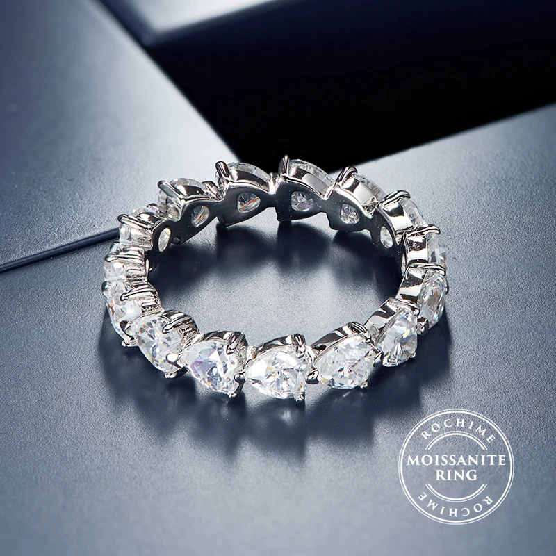 Rochime Романтический в форме сердца из серебра 925 Муассанит обручальные кольца, покрытые белым золотом из кольцо с бриллиантом