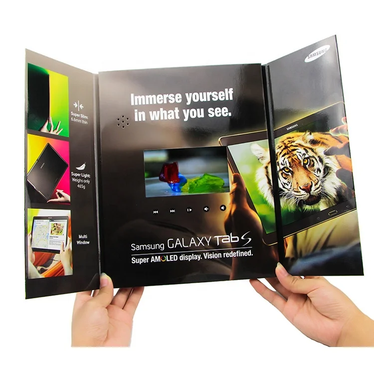 fashion design handmade double door open 4.3 inch video brochure lcd screen greeting card for business wedding gift birthday