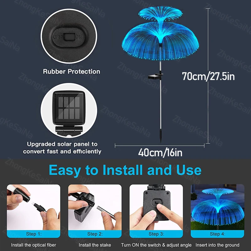 Outdoor Waterproof Garden Flowers Lamp 7 Color Changing Solar Jellyfish Lights For Courtyard Pathway Landscape Decor