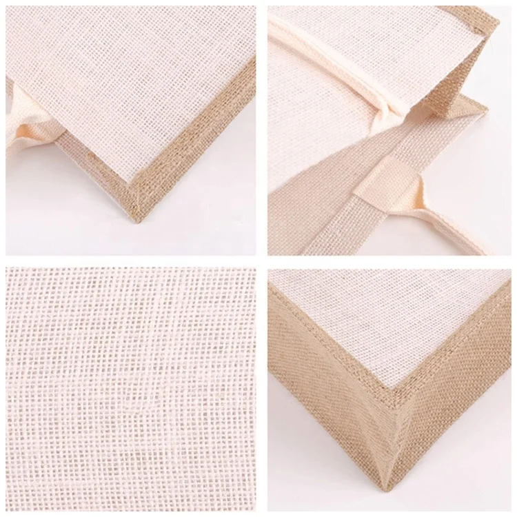 Customized Printed Logo Grocery Manufacturer Flat Bottom Shopping Used Jute Bags