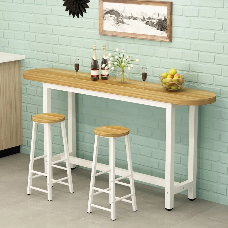 
cheap wood metal long high tall coffee candy bar counter tables with stools 