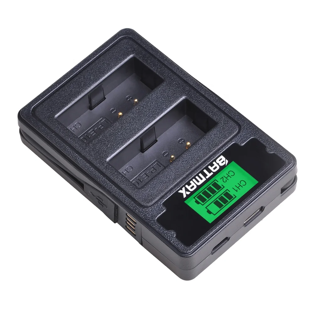 
LP-E10 LPE10 LP E10 battery LCD dual charger with type C port For Canon EOS 1100D 1200D 1300D Rebel T3 T5 T6 KISS X50 X70, L10 