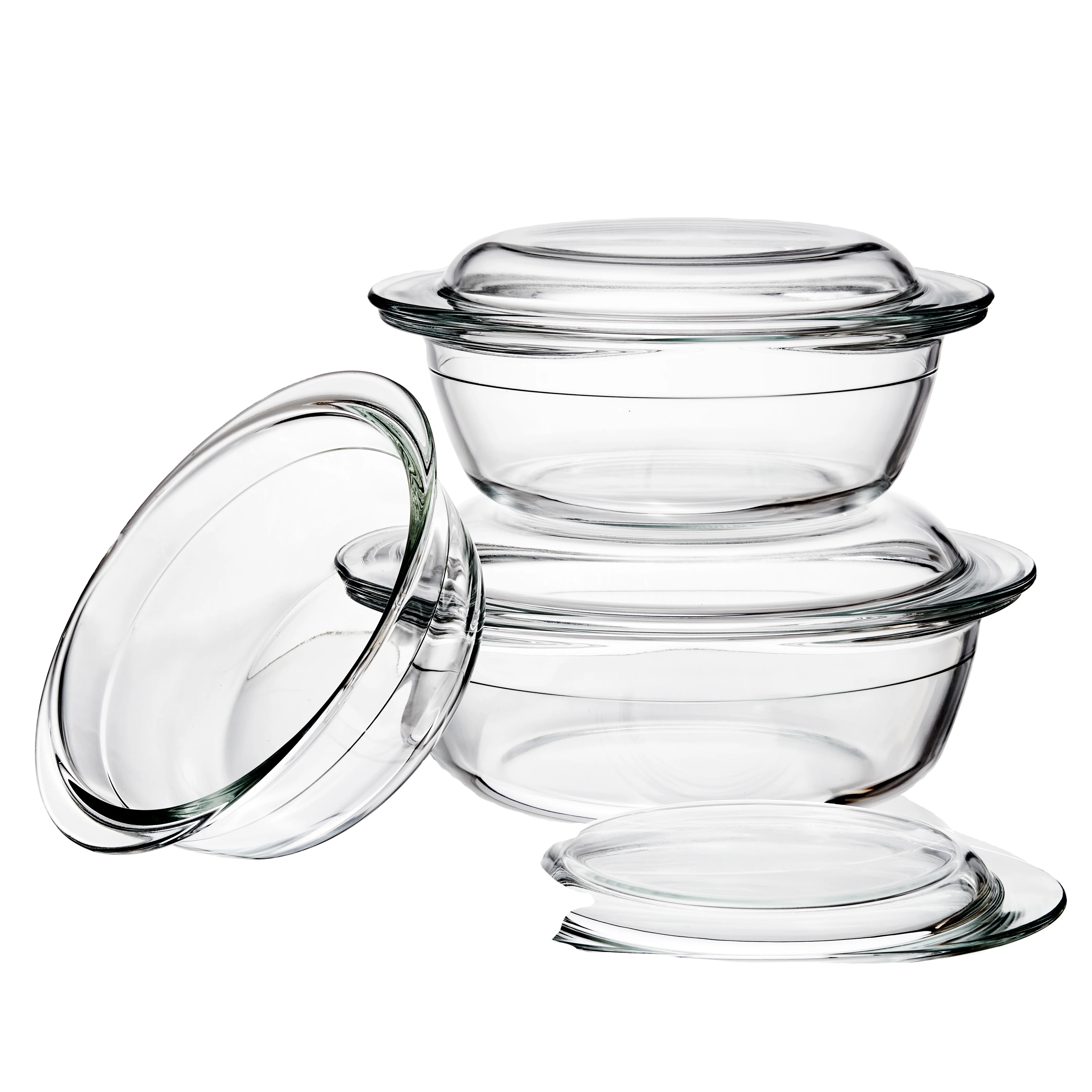 Linuo 2023 new design transparent glass casserole casserole dish glass top