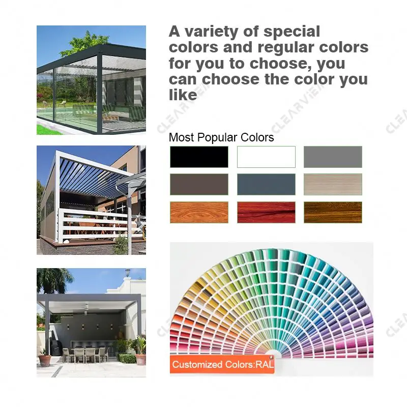 Clearview High Quality Louvered Aluminum Outdoor Roof Aluminium Retractable Motorized Waterproof Bioclimatic Garden Pergola