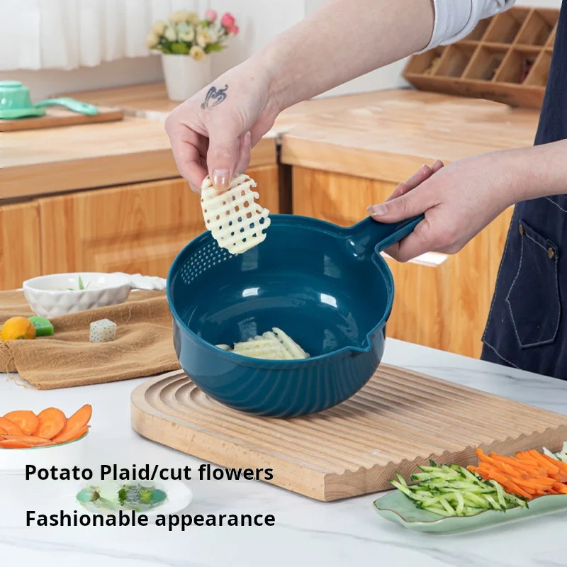 Vegetable Cutter Washing Basket Household Multifunctional Kitchen Shredder Grater Scraper Potato Slicer Drainer Basket