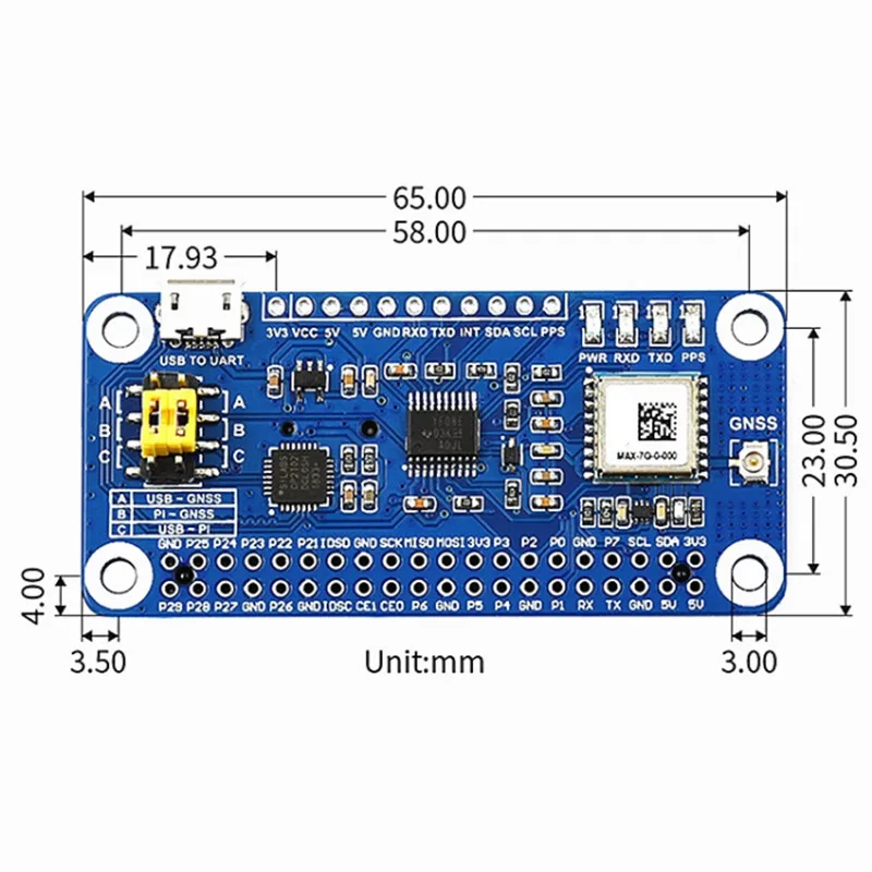 Оригинальный MAX-7Q GNSS шапка для Raspberry Pi 4/3/Zero W GPS ГЛОНАСС QZSS SBAS точный/быстрого позиционирования