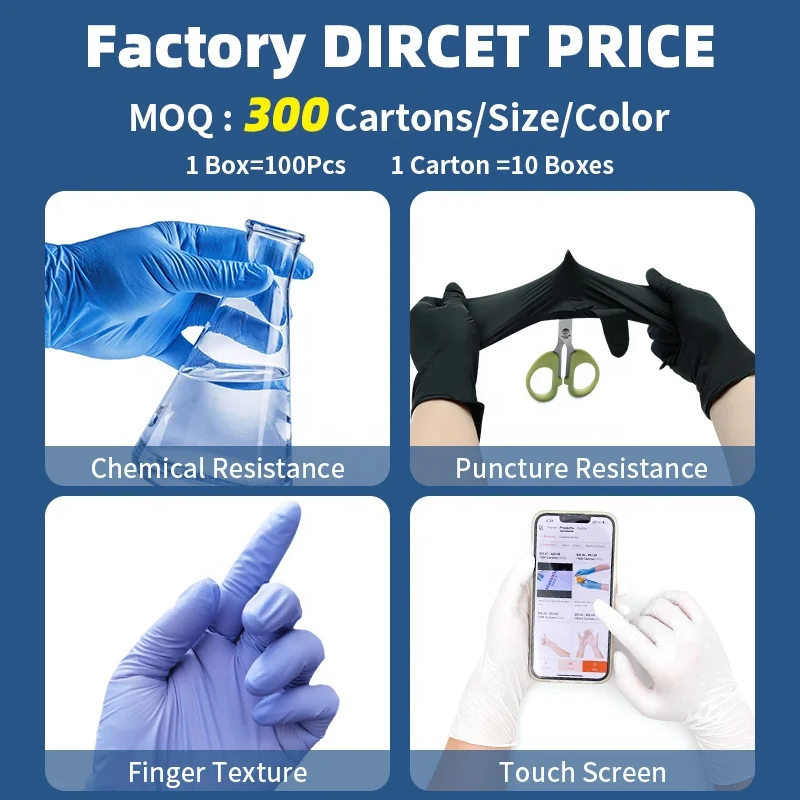 Latex Free Nitrile Gloves 100 Pcs Box Medical Exam Aged Care Protective Disposable Black Nitrile Gloves Powder Free for Hospital
