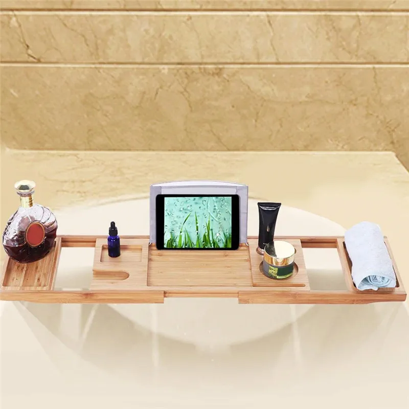 Wholesale Bamboo Wood Bathtub Caddy Tray Bath Tub Table Bathroom Caddy