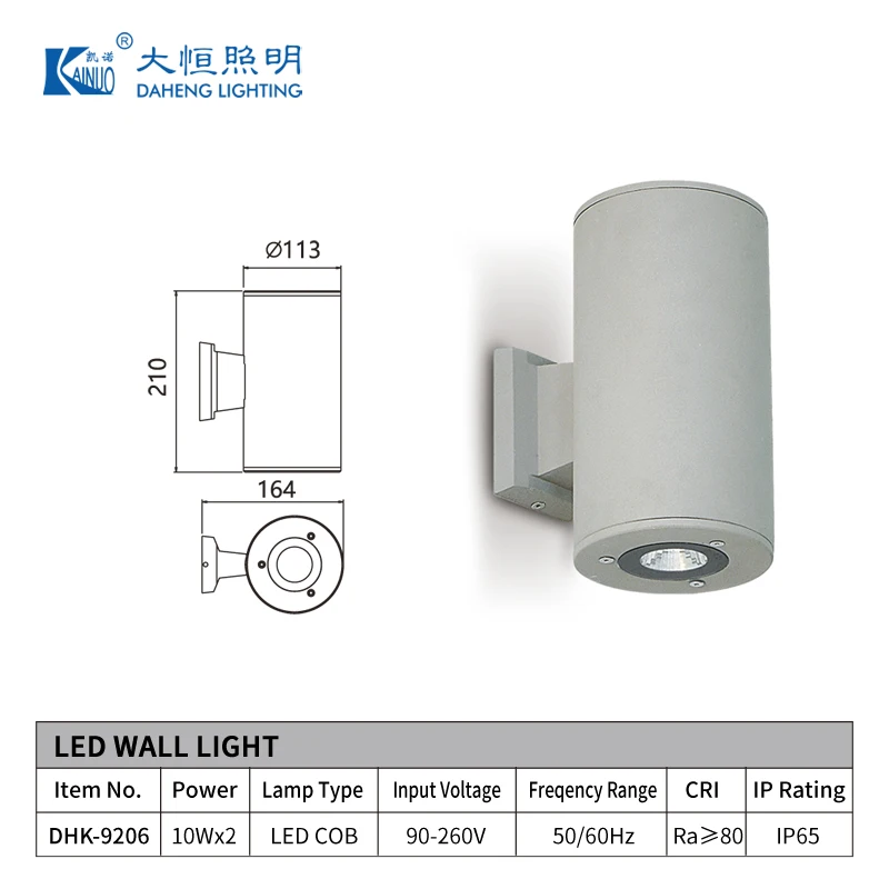 IP65 Waterproof Aluminum 10W*2 Marine Outdoor Wall Lights LED round Shape Bulkhead Light  DHK-9206