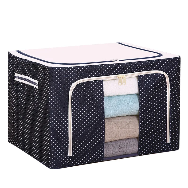 Oversized 72L Quilt and Blanket Saintless Steel Frame Linen Oxford Cloth Storage Box