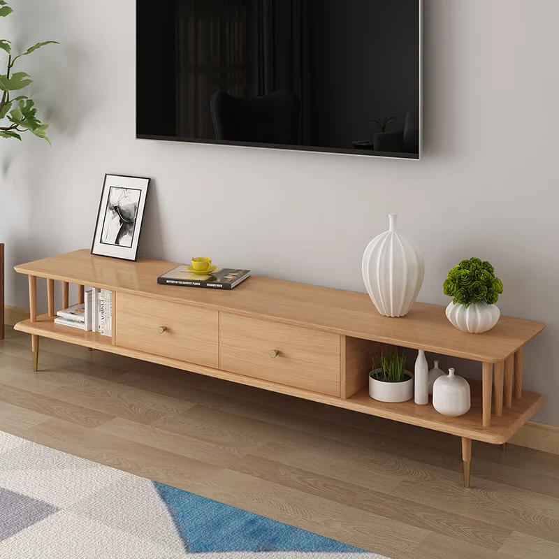 
2020 China supplier tv stands wood furniture living room simple white color high end new model hall display latest designs 