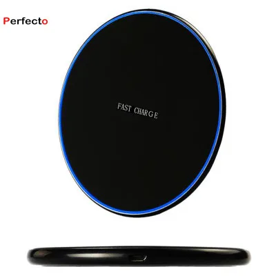 Ультра-тонкая круглая Беспроводная зарядка мобильного телефона адаптер 10w быстрый смарт беспроводного зарядного устройства для мобильных телефонов