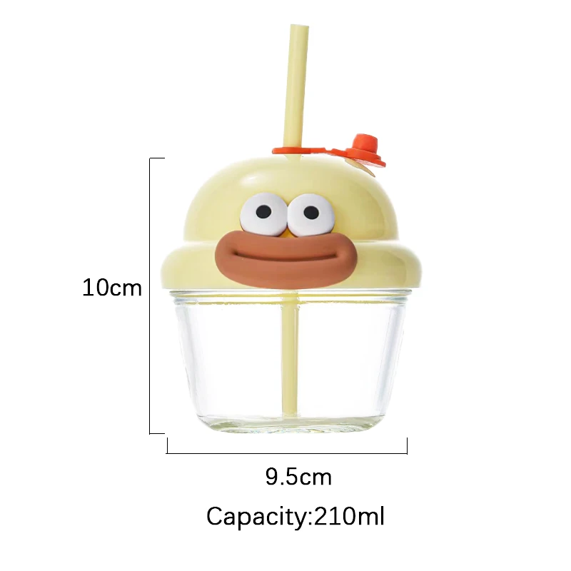 Reusable Glass Cup with cute Lid  American Style Design for Coffee