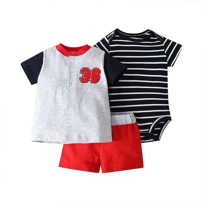 6 to 24 months shorts shirt romper 3pcs clothes summer baby boy clothing sets