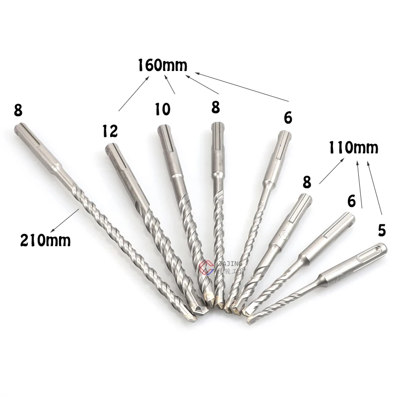 8pcs Electric Hammer Drill Bits 5/6/8/10/12mm  Tungsten Steel Alloy SDS Plus for Masonry Concrete Rock Stone