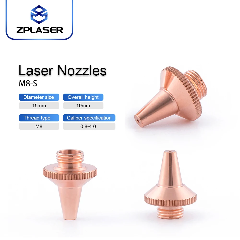[High-quality] ZPLASER Optical Fiber laser equipment parts red copper Single Layer D15mm-19H 3D-M8-S laser cutting nozzle