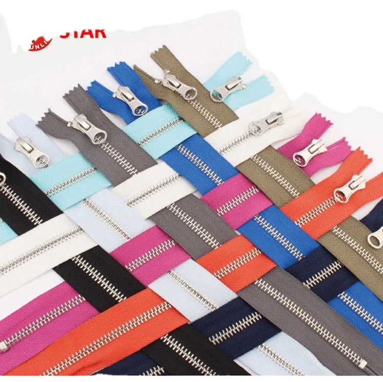 Multi-color With Pearl Slider No 5 Zippers For DIY Sewing 10 mix Colors Available metal zippers